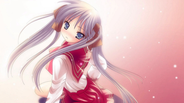 Anime girl white hair blue #15 free wallpaper - medium preview image