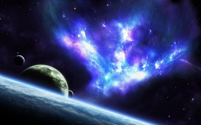Space scene planet star cluster free wallpaper - medium preview image