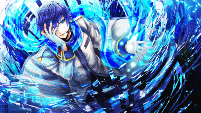 Bluehair whitecoat magiccircle glowing headset free wallpaper - medium preview image