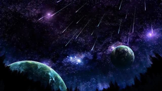 Planets sky stars trees painting #4 free wallpaper - medium preview image