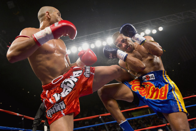 Boxing ring kick hold men free wallpaper - medium preview image