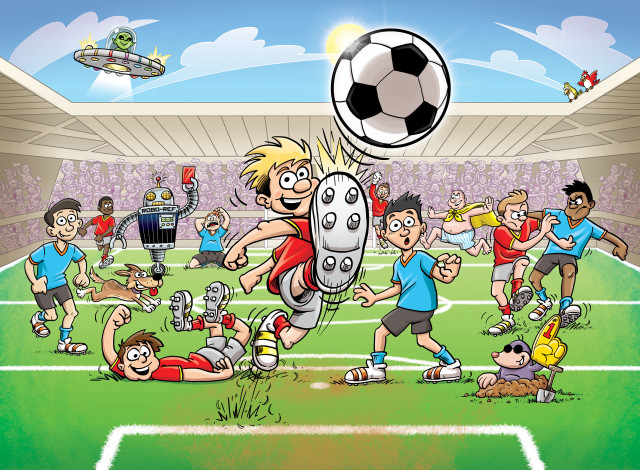Cartoon soccer player kicking ball #2 free wallpaper - medium preview image