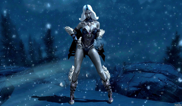 Woman costume snow arms outstretched free wallpaper - medium preview image