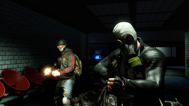 Man gas mask flashlight dark free wallpaper - medium preview image