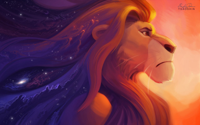 Lion long mane blue background free wallpaper - medium preview image