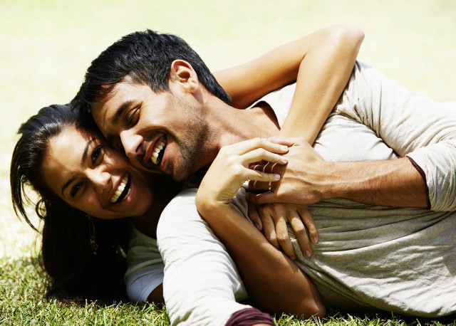 Man woman grass smile hug free wallpaper - medium preview image