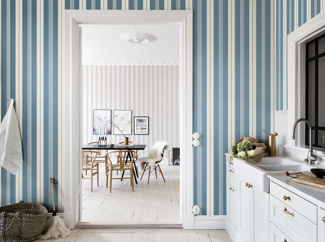 Kitchen table chairs striped wallpaper free wallpaper - medium preview image