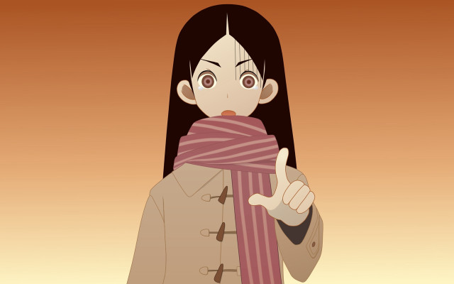 Woman scarf thumbs up coat free wallpaper - medium preview image