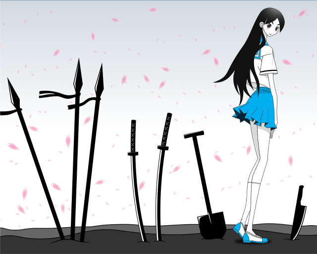 Girl tools sky pink flowers free wallpaper - medium preview image
