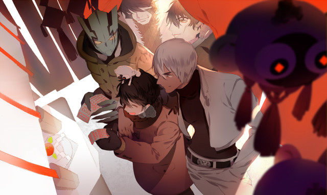 Group people red lights room free wallpaper - medium preview image