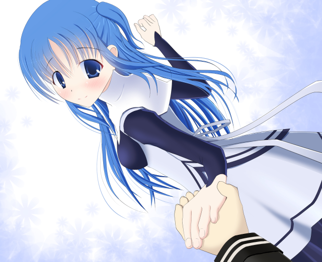 Blue hair anime girl snowflakes free wallpaper - medium preview image