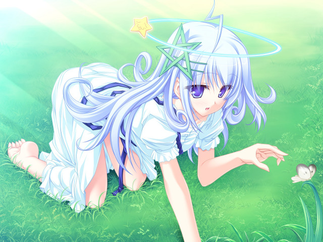 Girl laying ground star fish free wallpaper - medium preview image