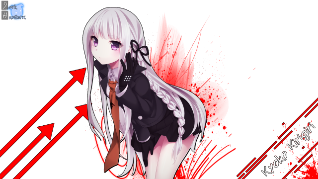 Anime girl white hair red free wallpaper - medium preview image