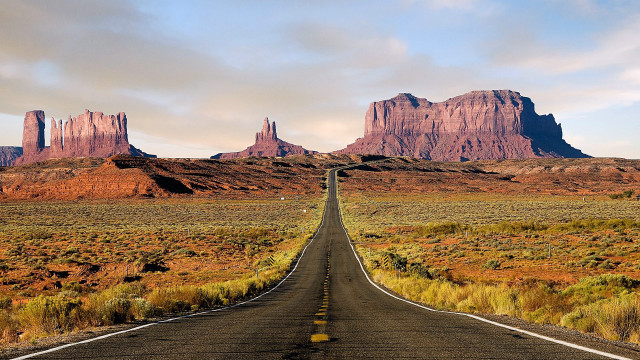 Long road desert mountains cloudy #4 free wallpaper for desktop - medium preview image