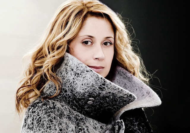 Woman long hair coat scarf free wallpaper - medium preview image