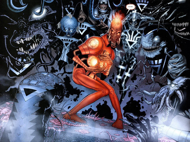 Woman red costume monsters aliens free wallpaper - medium preview image