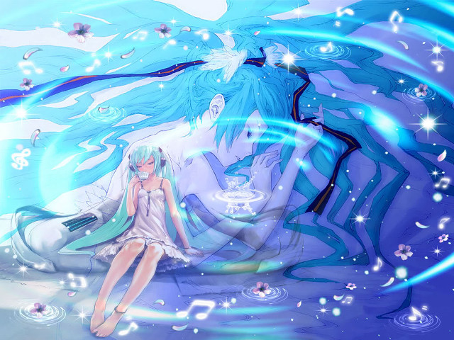Girl blue hair white dress #2 free wallpaper - medium preview image