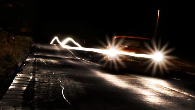 Car night street headlights shining free wallpaper - medium preview image