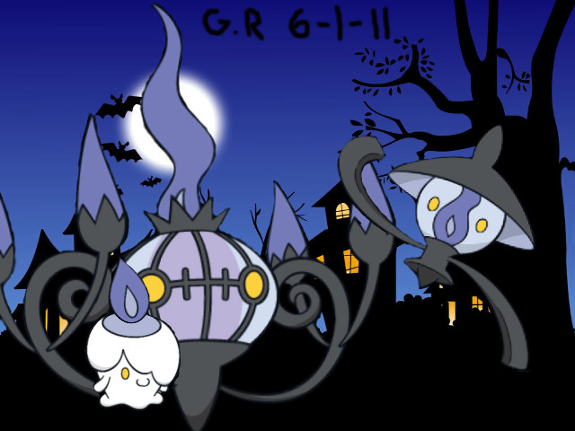 Cartoon ghost castle night sky free wallpaper - medium preview image