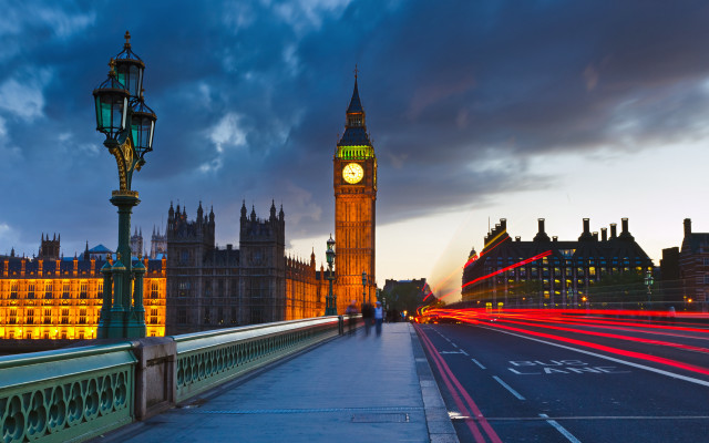 Clock tower night city light free wallpaper - medium preview image