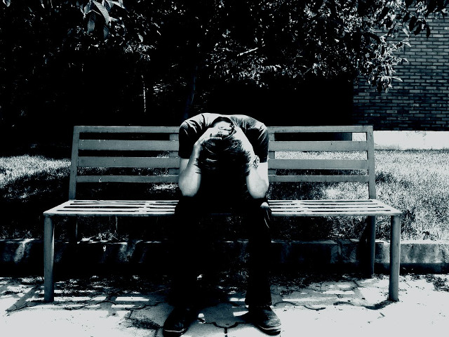 Man bench head hands eyes free wallpaper - medium preview image
