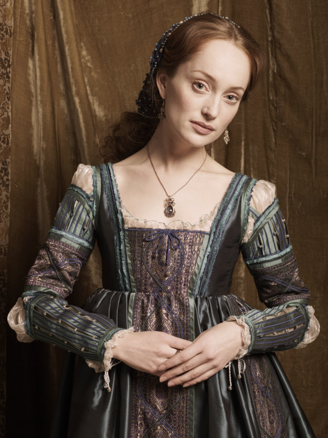 Woman renaissance dress posing curtained free wallpaper - medium preview image