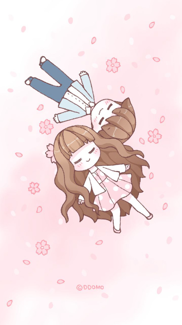 Flying people flowers background pink free wallpaper - medium preview image