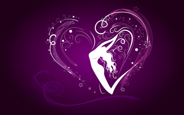 Woman dancing heart stars swirls free wallpaper - medium preview image