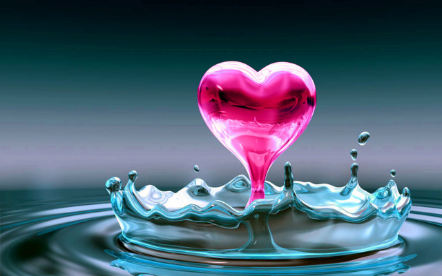 Heart floating water drop pink free wallpaper - medium preview image