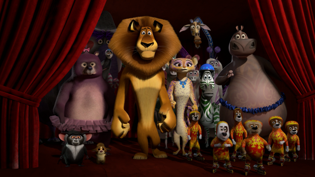 Animated characters red curtain group free wallpaper - medium preview image