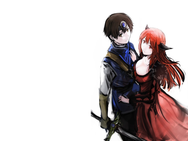 Anime characters red hair black free wallpaper - medium preview image