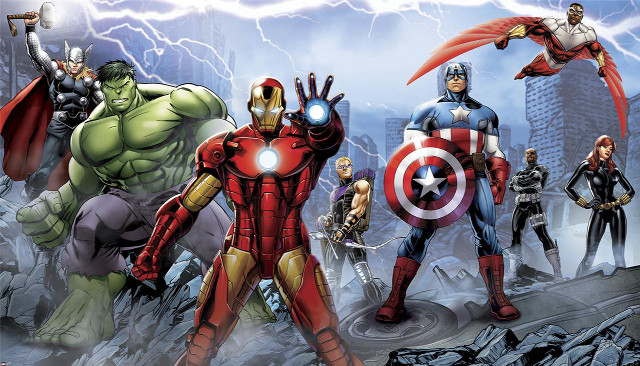 Avengers group lightning background arms free wallpaper - medium preview image
