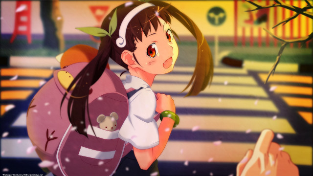 Girl backpack teddy bear walking #2 free wallpaper - medium preview image