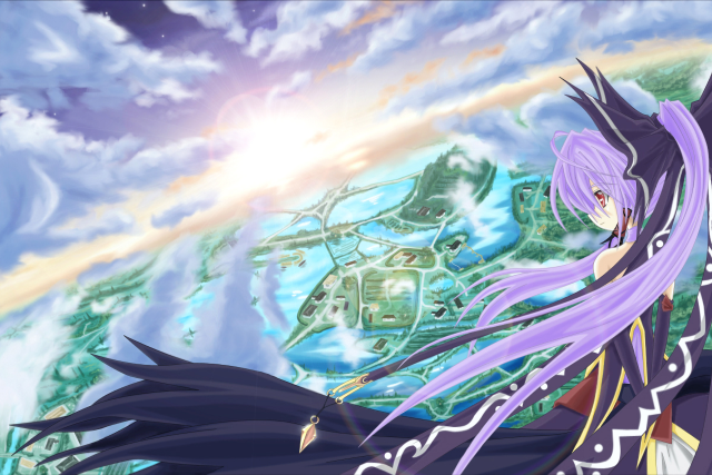 Purple hair castle sky mountain free wallpaper - medium preview image