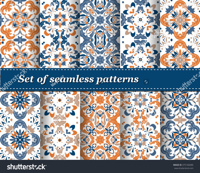 Blue orange seamless patterns ribbon free wallpaper - medium preview image