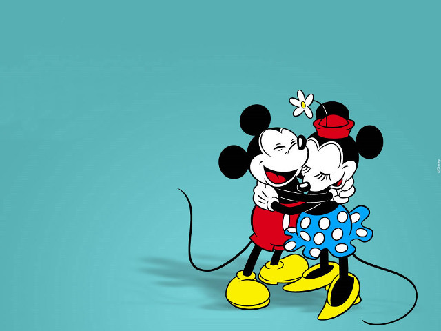 Mickey mouses kissing blue background free wallpaper - medium preview image