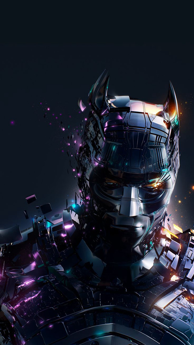 Futuristic robot glowing face purple free wallpaper - medium preview image