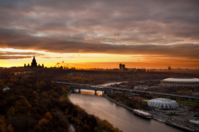 River city cloudy sky bridge free wallpaper - medium preview image