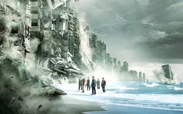 Beach cliff debris group people free wallpaper - medium preview image