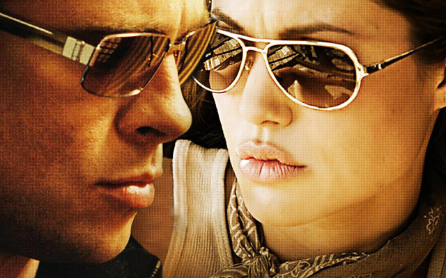Man woman sunglasses scarf neckwear free wallpaper - medium preview image
