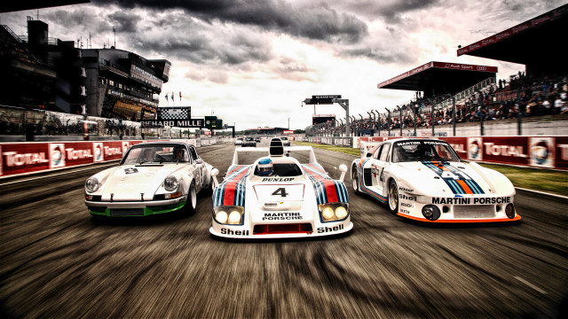 Race cars track cloudy sky #2 free wallpaper - medium preview image