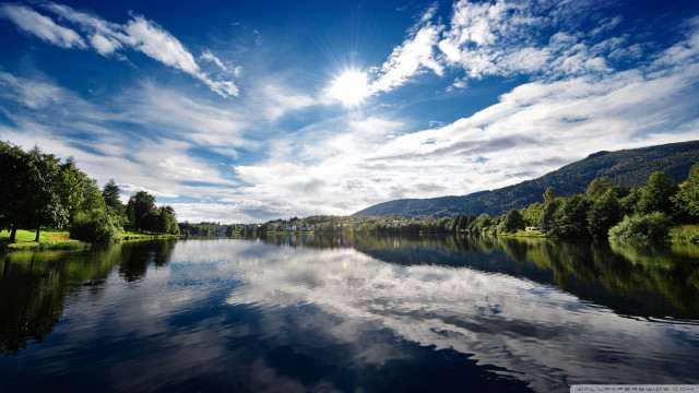 Lake mountain blue sky clouds #4 free wallpaper - medium preview image