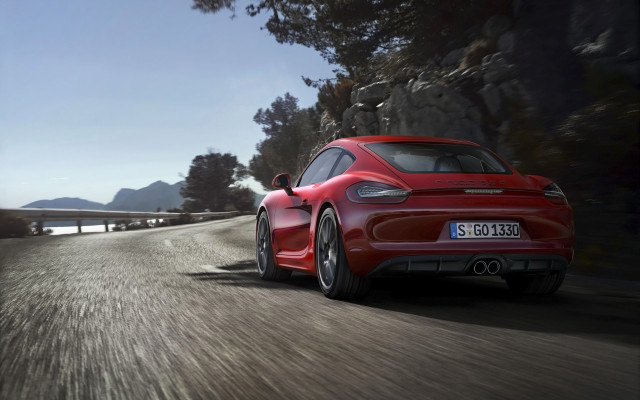 Red sports car road forest #2 free wallpaper - medium preview image