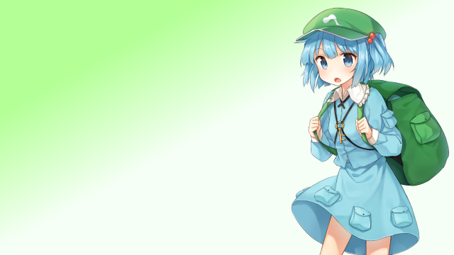 Blue hair green backpack manga free wallpaper - medium preview image