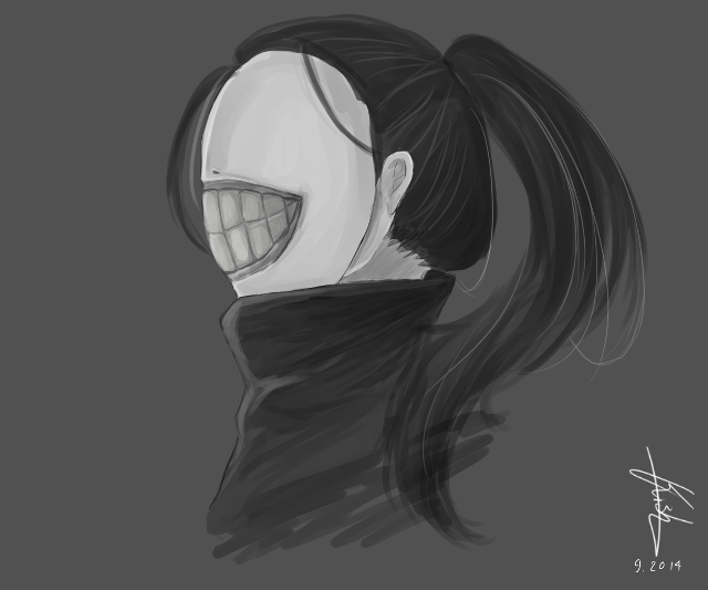 Woman ponytail smile drawing artwork free wallpaper - medium preview image