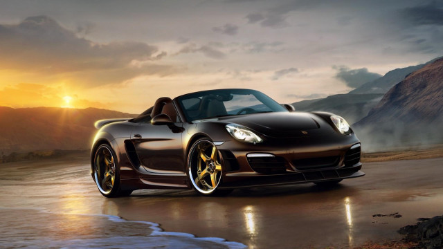 Brown sports car wet road #2 free wallpaper - medium preview image