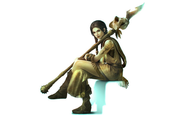 Woman bench cat bird shoulder free wallpaper - medium preview image