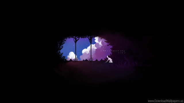 Person walking dog dark cloudy free wallpaper - medium preview image