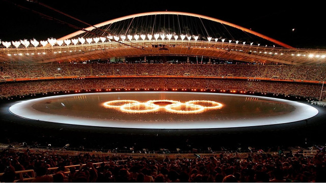 Stadium olympic symbol crowd lit free wallpaper - medium preview image