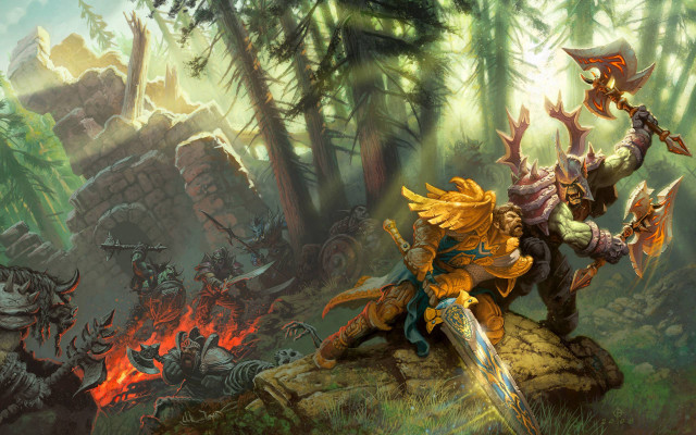 Man sword forest background fire free wallpaper - medium preview image